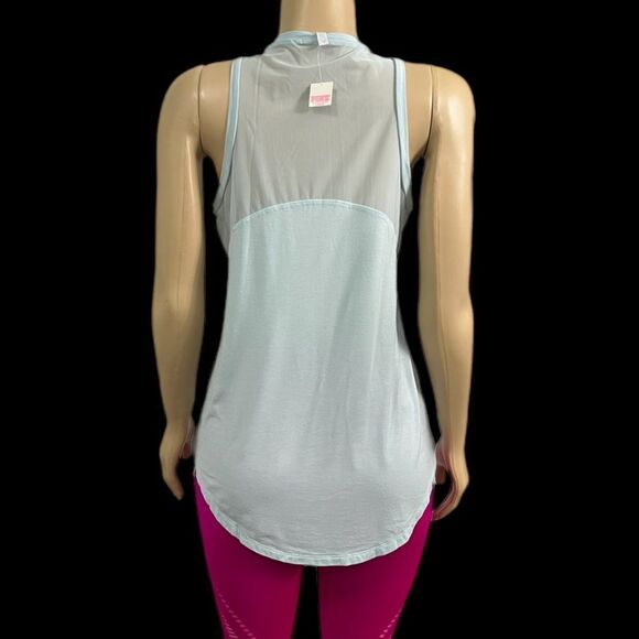 Victoria’s Secret Pink Supersoft Modal with Mesh Pink Logo Tank Top Blue Large - Picture 4 of 4
